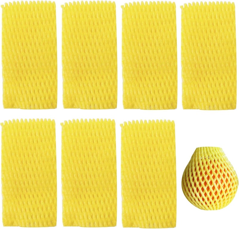 HanyHere 50 Pieces Fruit Protection Bags Foam Mesh Keep Safe Mesh Sleeves for Large Supermarkets, Fruit Shops (Yellow-10x6cm) - Image 1